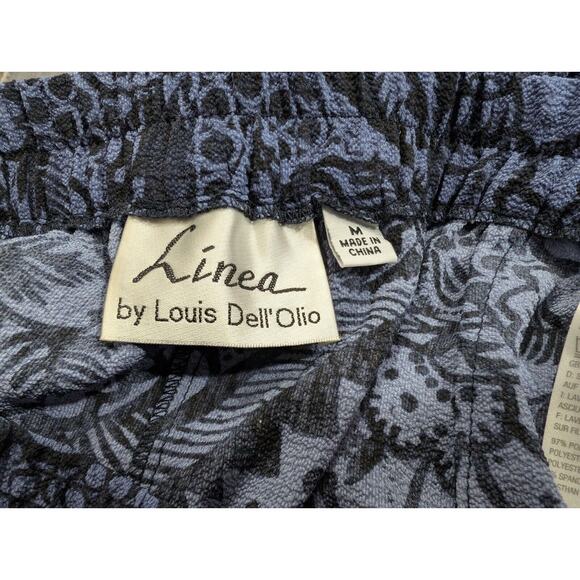 Linea by Louis Dell'Olio Pants Black Blue Floral Print Wide Leg Misses Size M - Picture 4 of 6